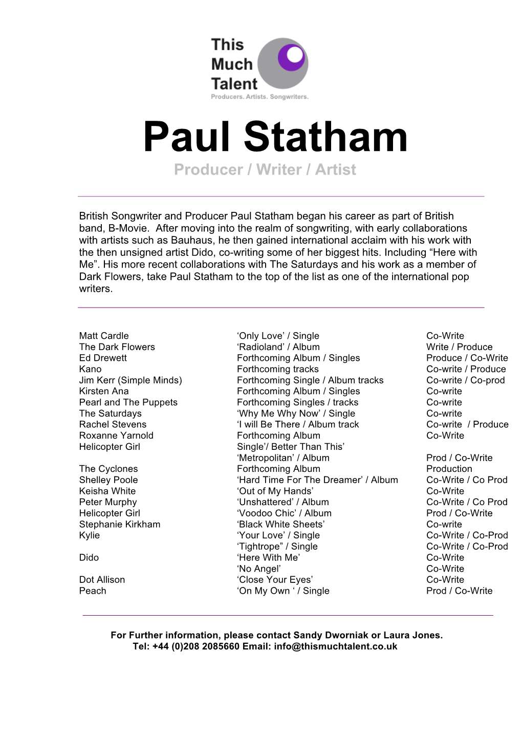 Paul Statham CV