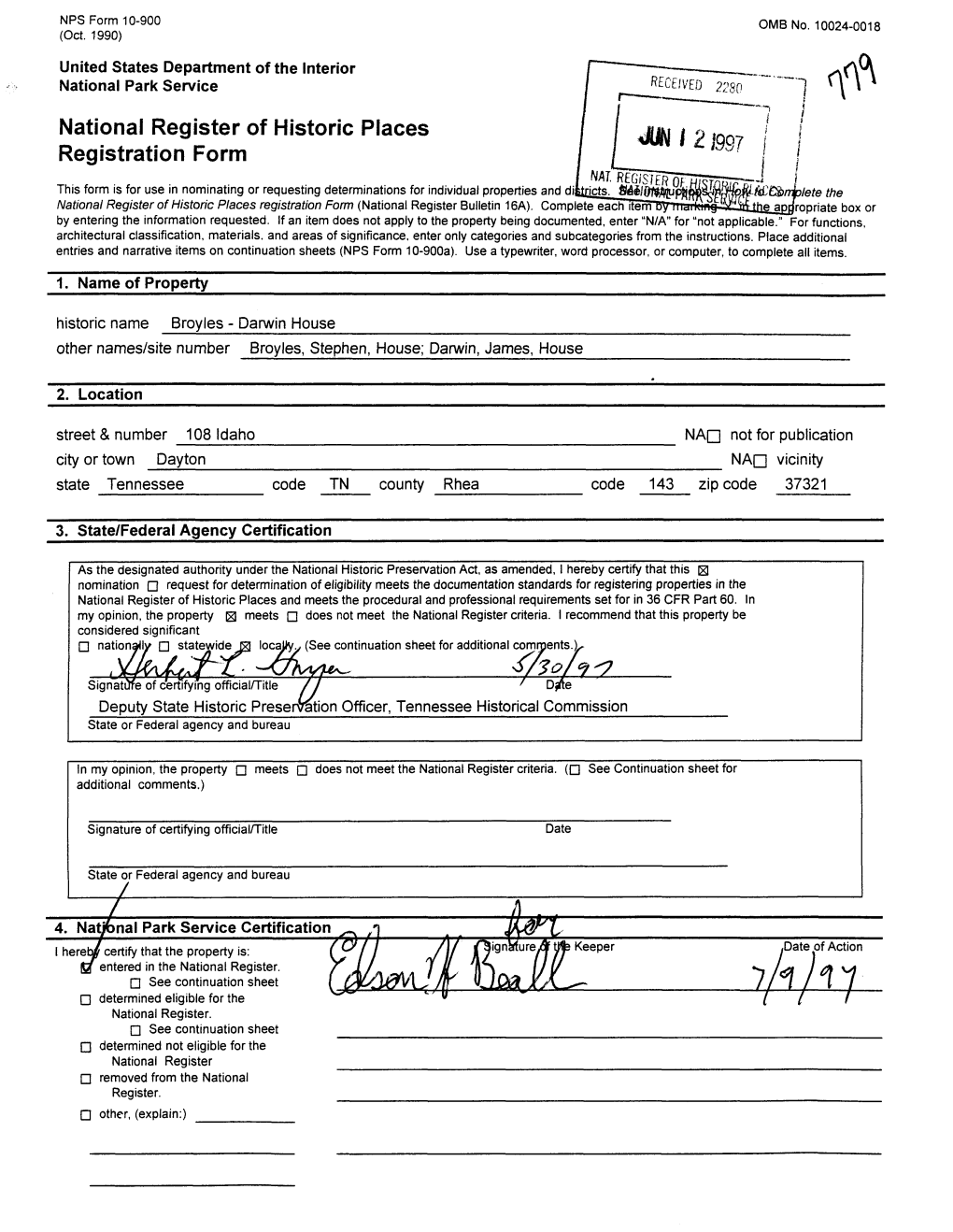 National Register of Historic Places Registration Form