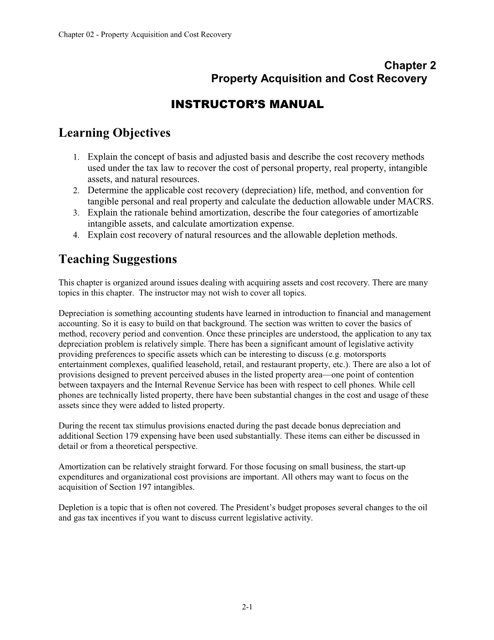 Chapter 02 - Property Acquisition and Cost Recovery