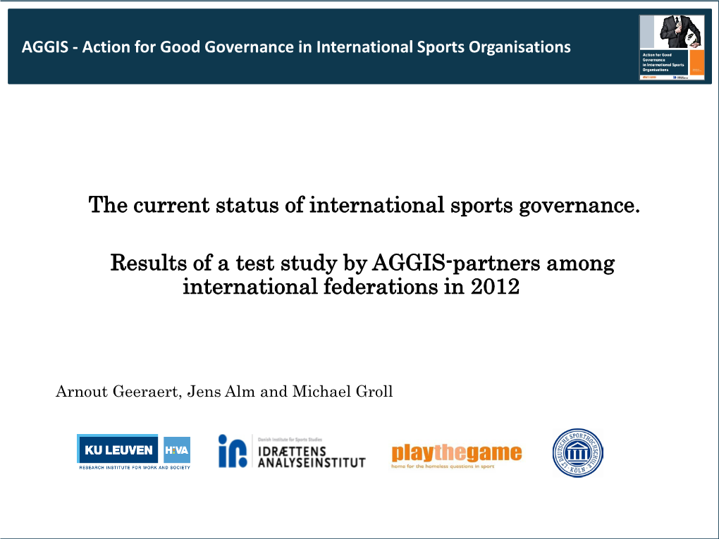 The Current Status of International Sports Governance