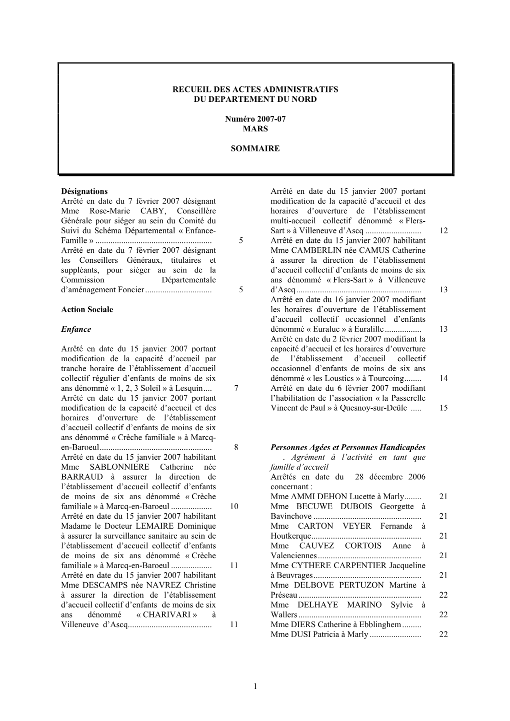 Recueil Des Actes Administratifs Du Departement Du Nord