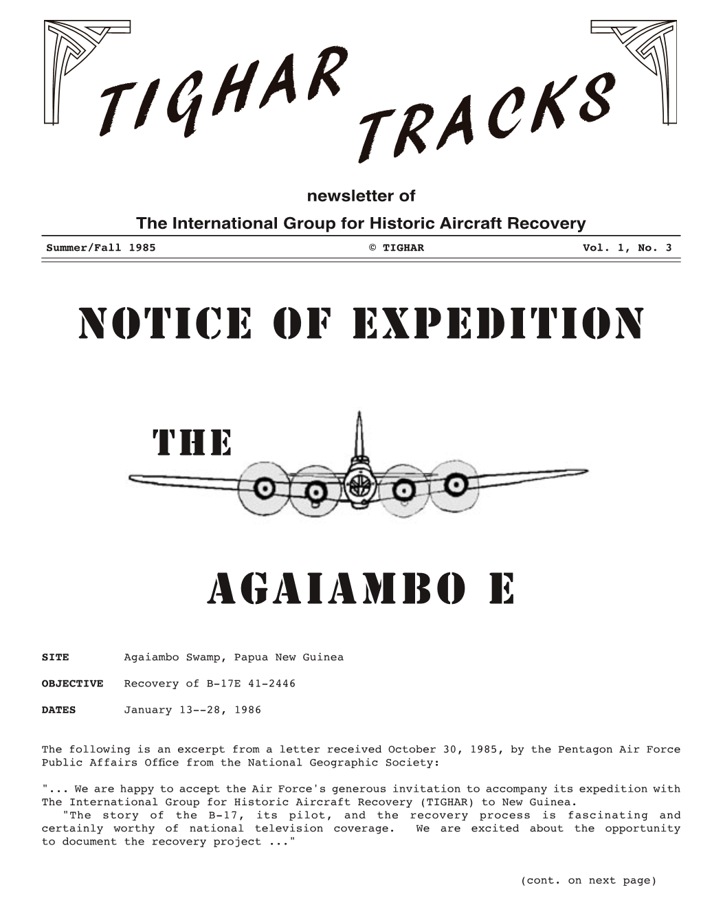 Notice of Expedition Agaiambo E