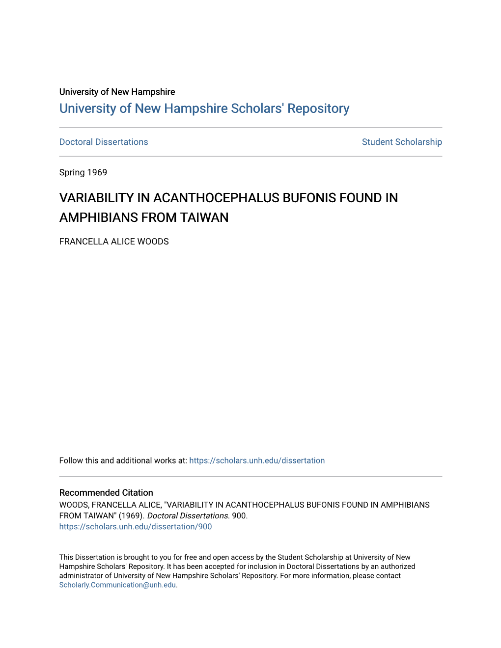 Variability in Acanthocephalus Bufonis Found in Amphibians from Taiwan