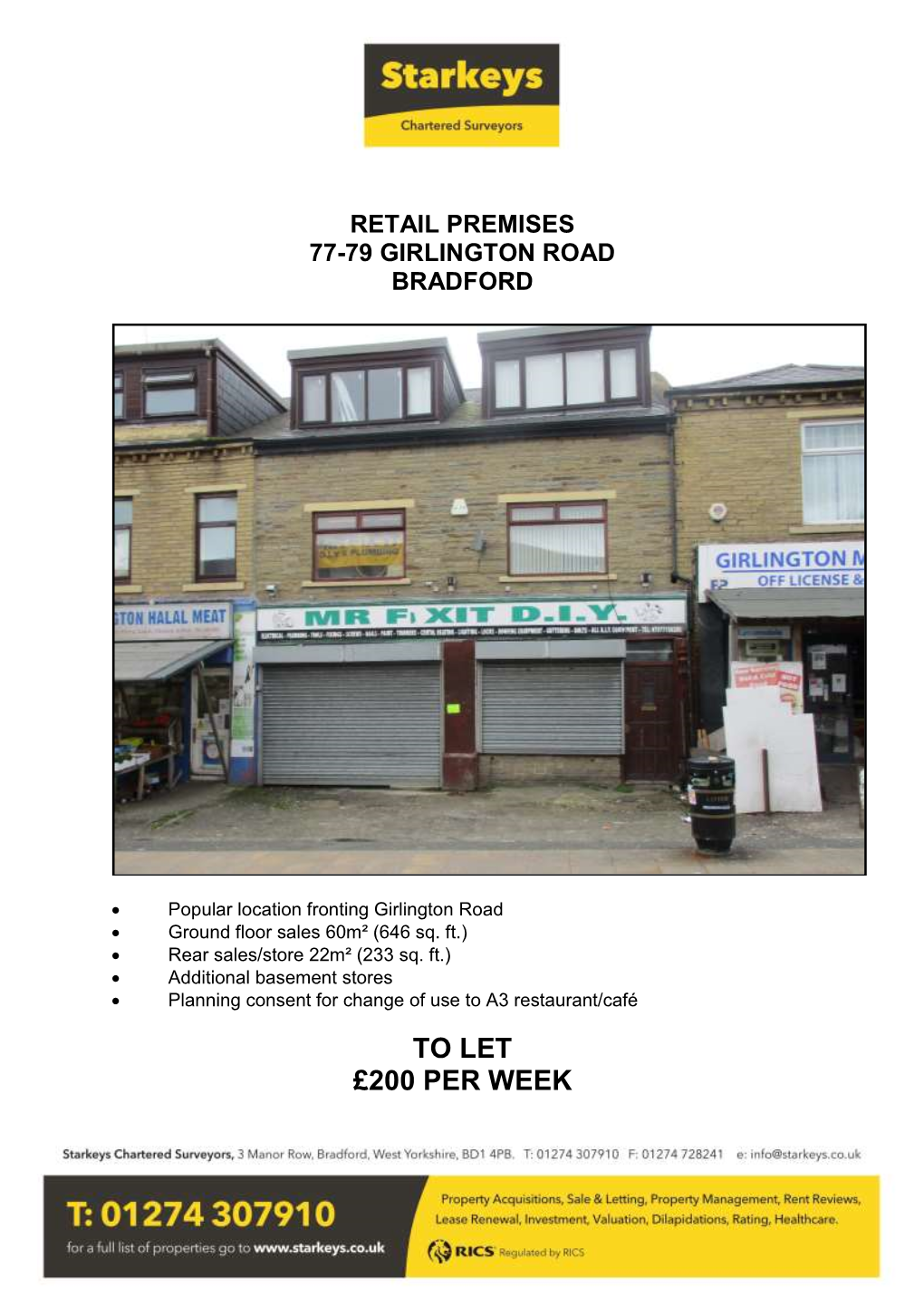 Retail Premises 77-79 Girlington Road Bradford