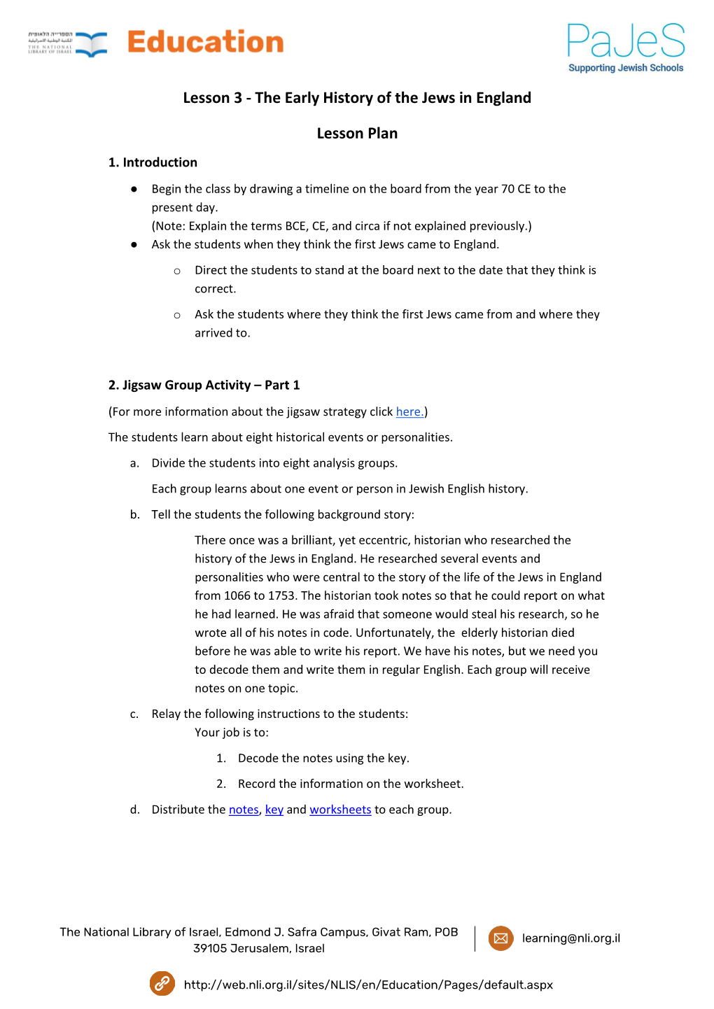 Lesson 3 - the Early History of the Jews in England