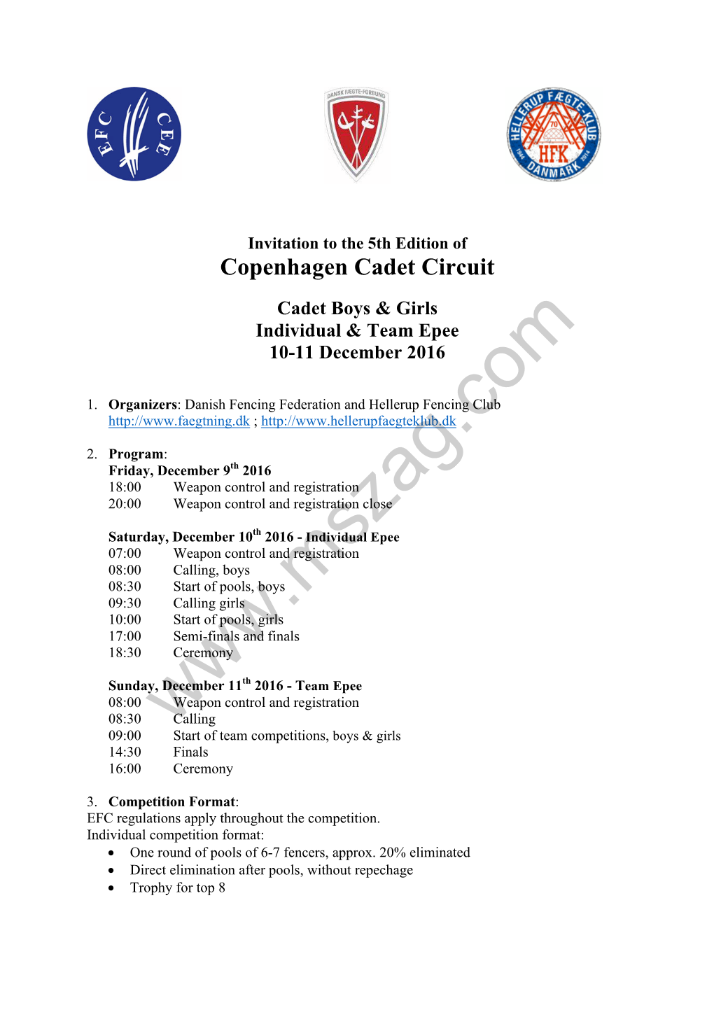 Copenhagen Cadet Circuit Cadet Boys & Girls Individual & Team