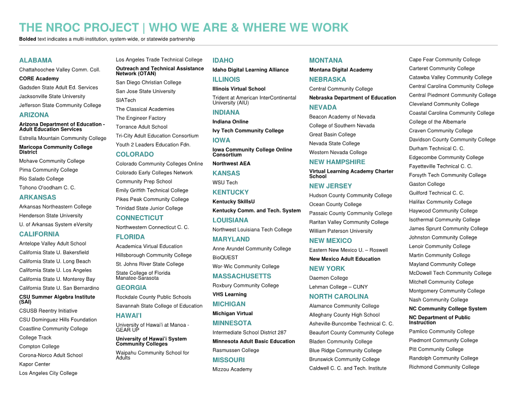 The Nroc Project | Who We Are & Where We Work