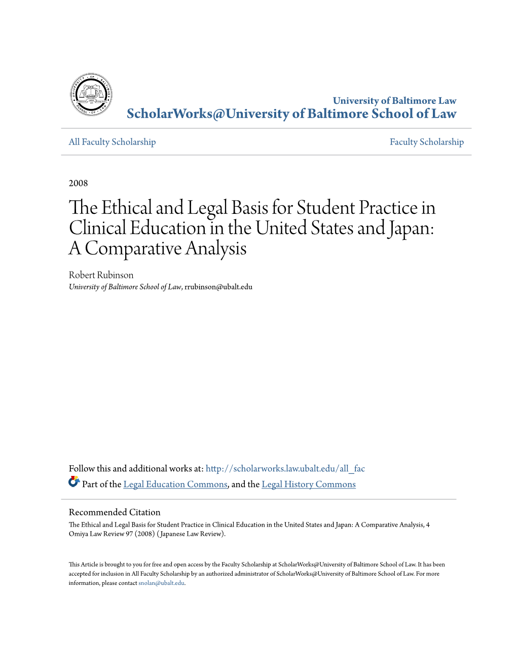The Ethical and Legal Basis for Student Practice in Clinical Education in the United States and Japan: a Comparative Analysis