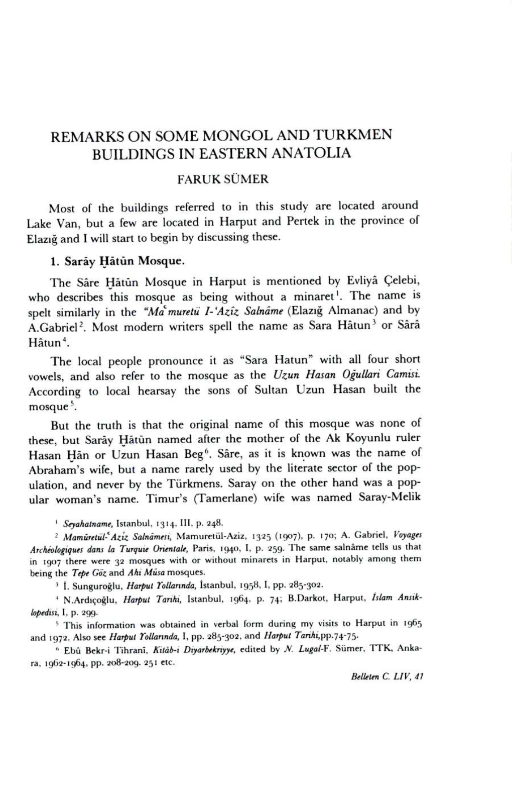 Remarks on Some Mongol and Turkmen Buildings in Eastern Anatolia