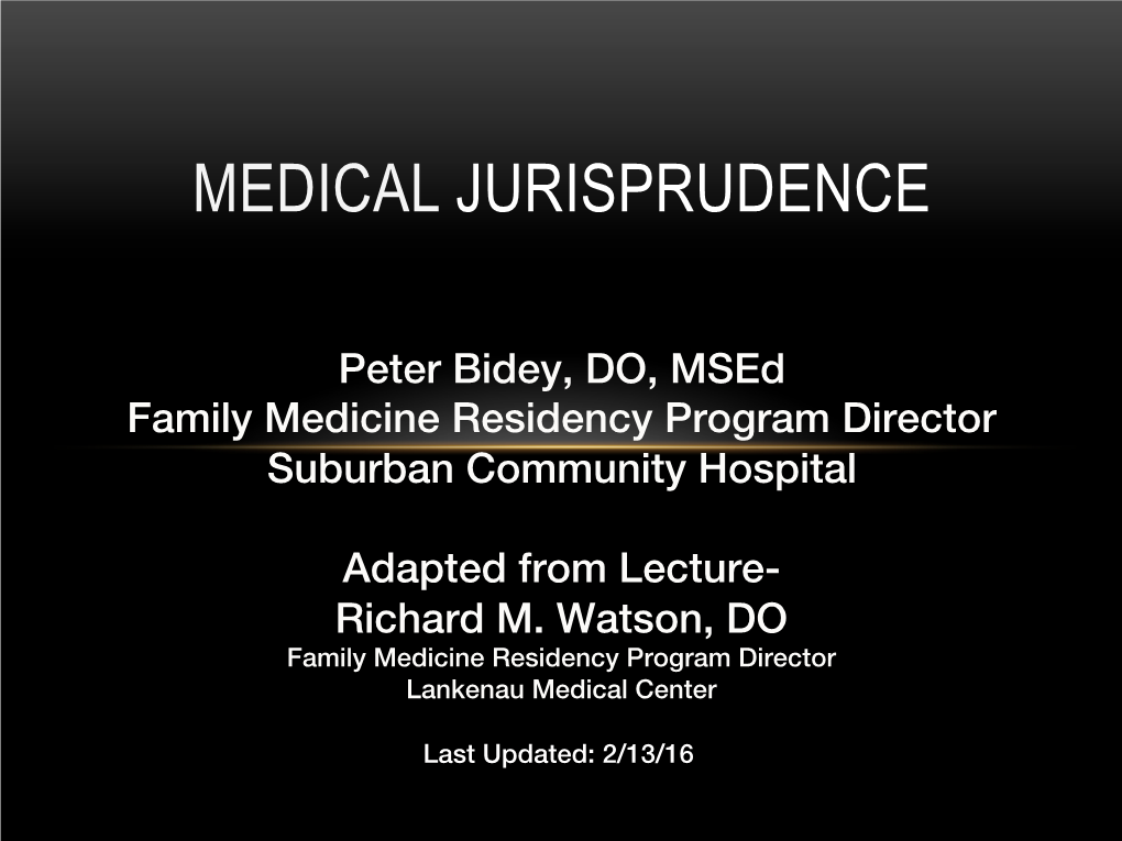 Medical Jurisprudence