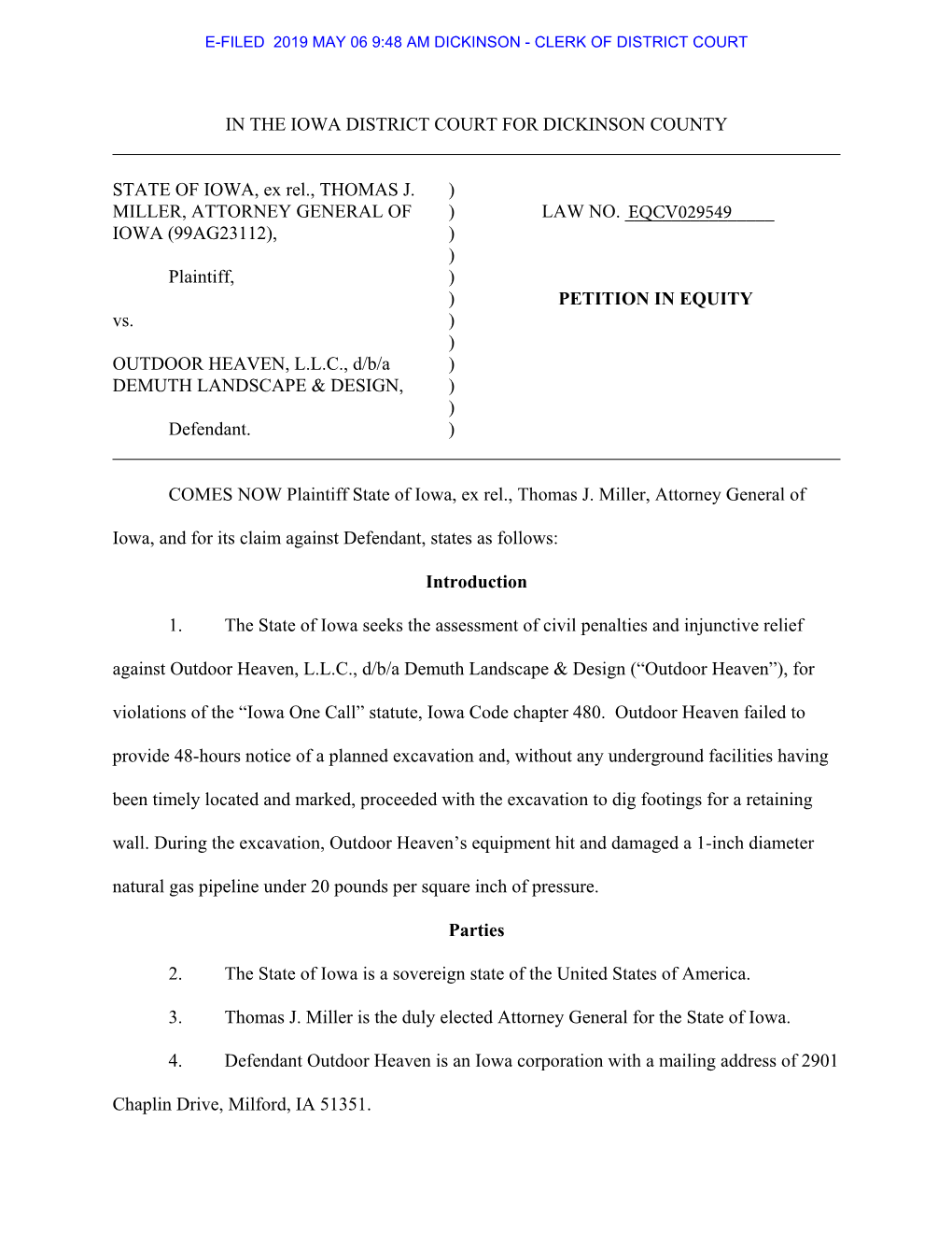 E-Filed 2019 May 06 9:48 Am Dickinson - Clerk of District Court