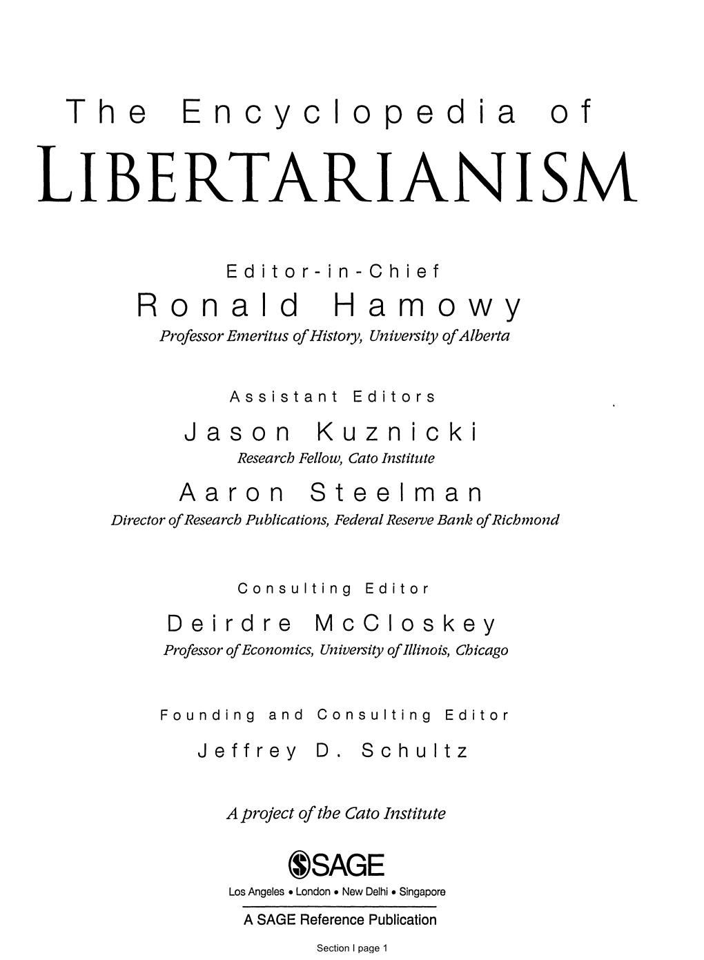 The Encyclopedia O F LIBERTARIANISM