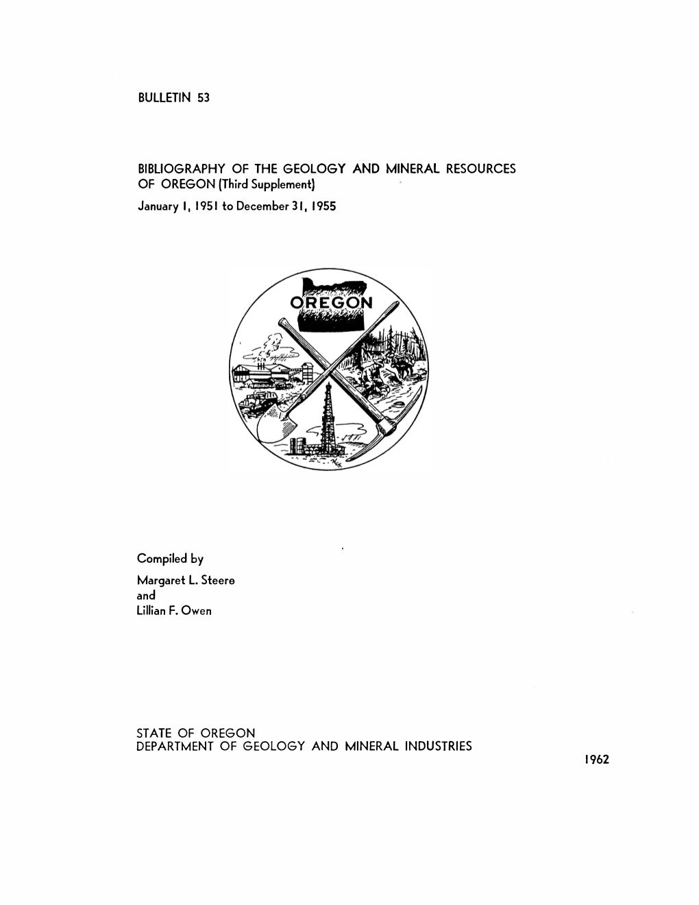 DOGAMI Bulletin 53, Bibliography of the Geology and Mineral Resources