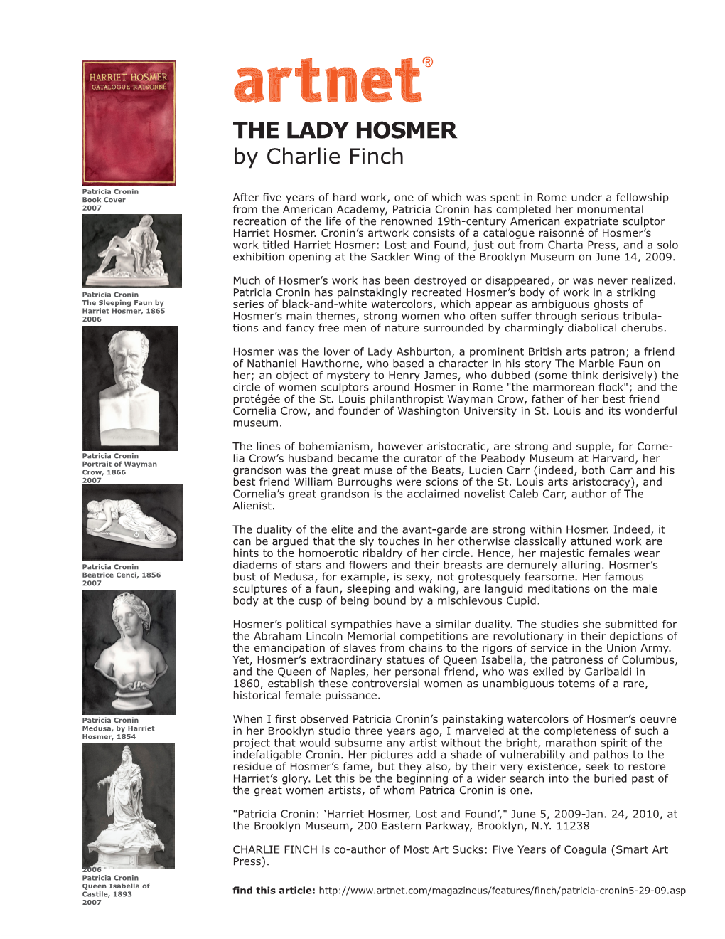 THE LADY HOSMER by Charlie Finch