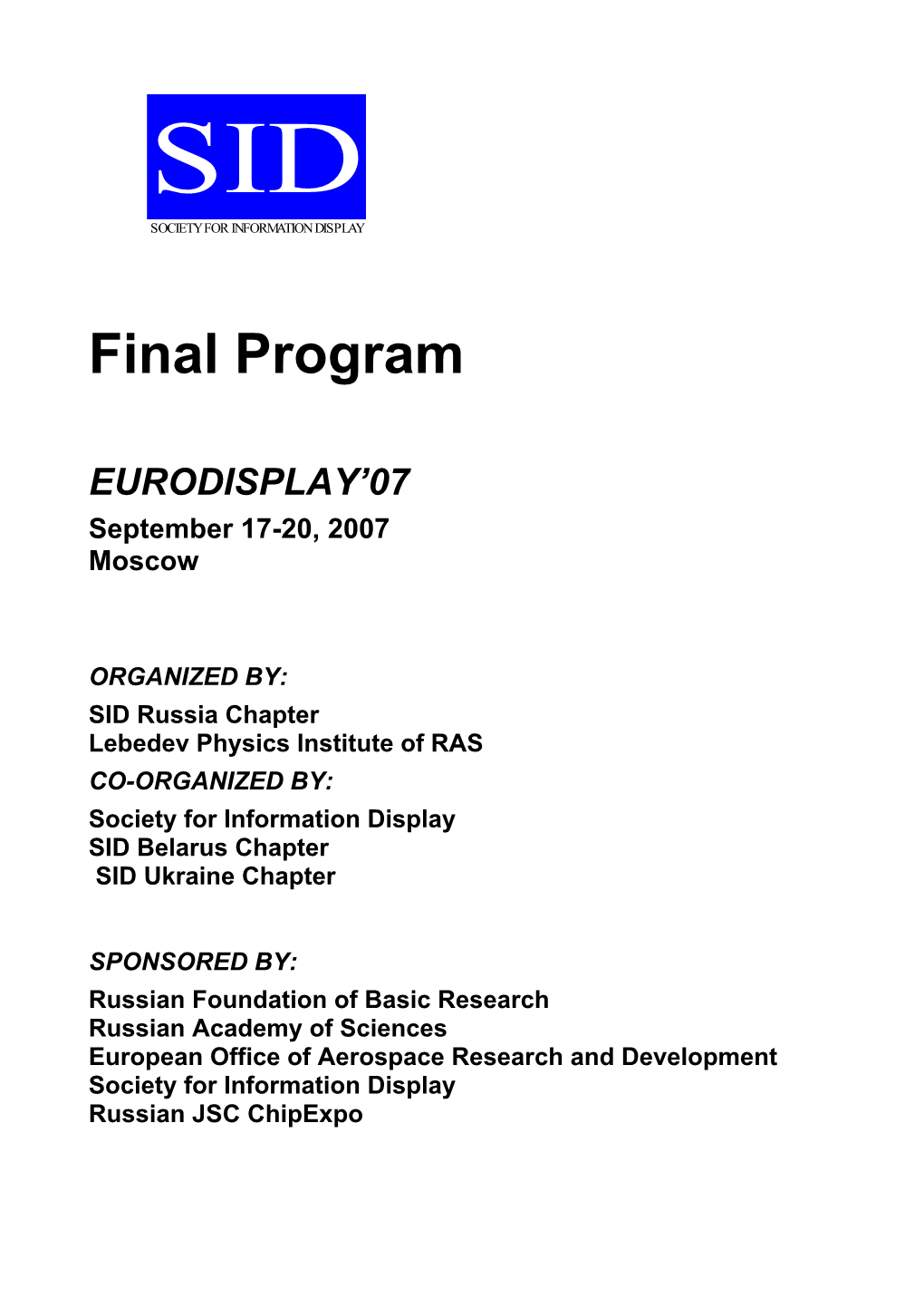 Final Program