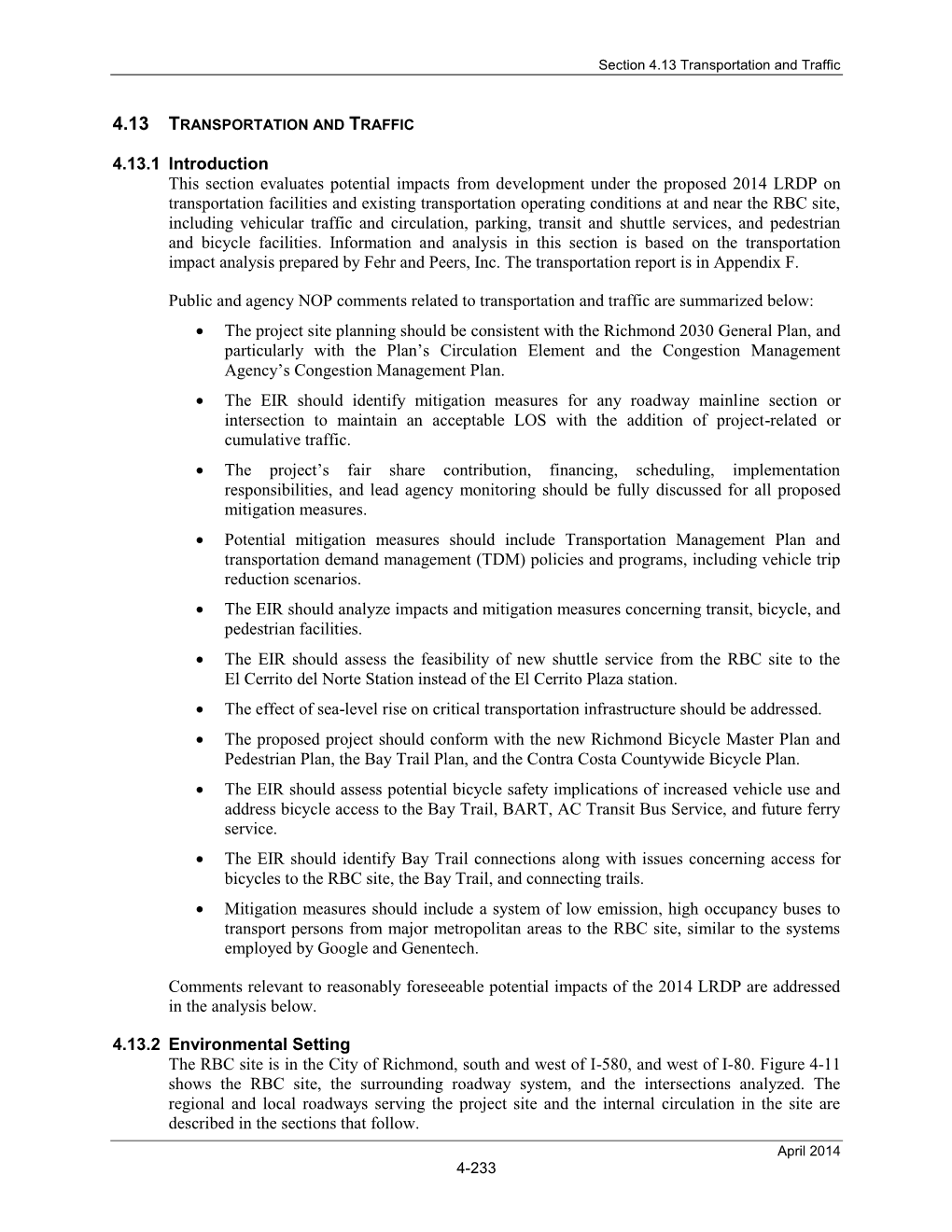 Richmond Bay Campus Long Range Development Plan Transportation Impact Analysis