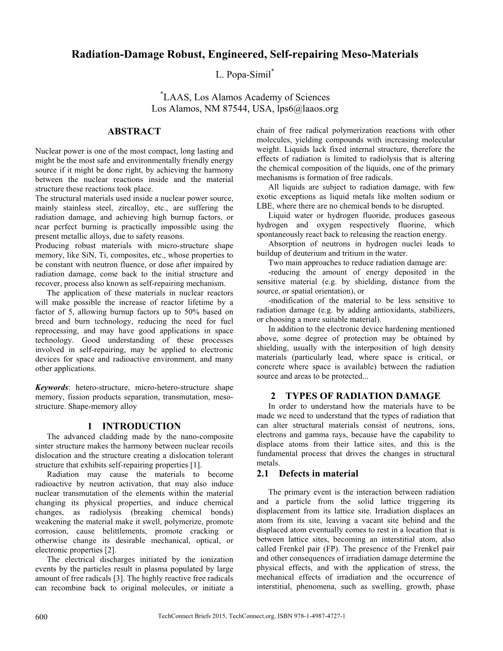 Radiation-Damage Robust, Engineered, Self-Repairing Meso-Materials L