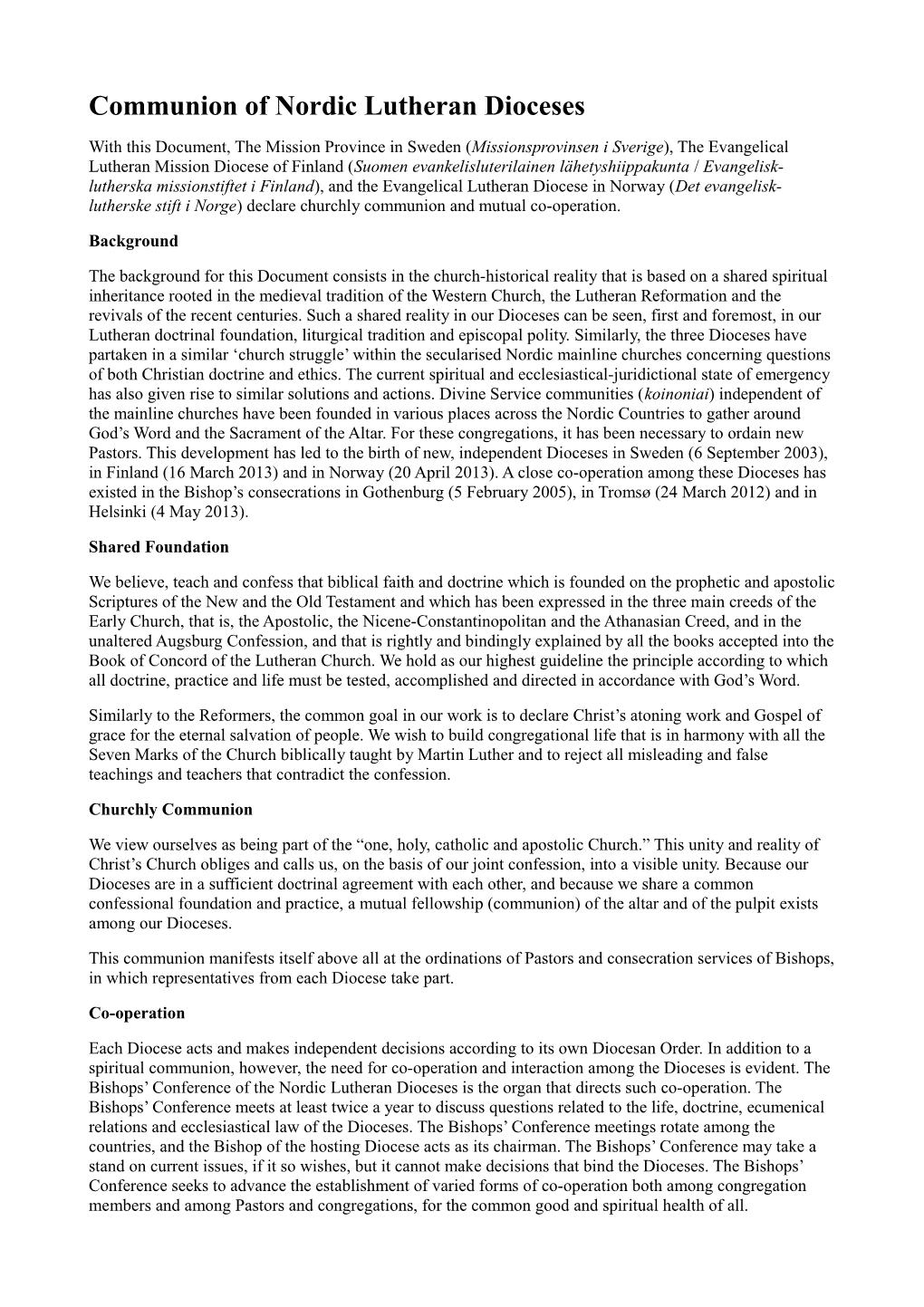 Communion of Nordic Lutheran Dioceses