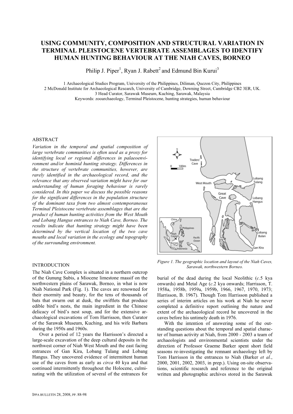 Using Community, Composition and Structural Variation in Terminal Pleistocene Vertebrate Assemblages to Identify Human Hunting Behaviour at the Niah Caves, Borneo