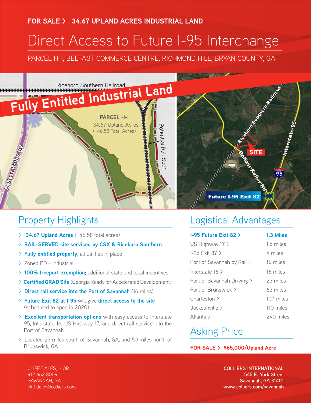 Direct Access to Future I-95 Interchange PARCEL H-I, BELFAST COMMERCE CENTRE, RICHMOND HILL, BRYAN COUNTY, GA