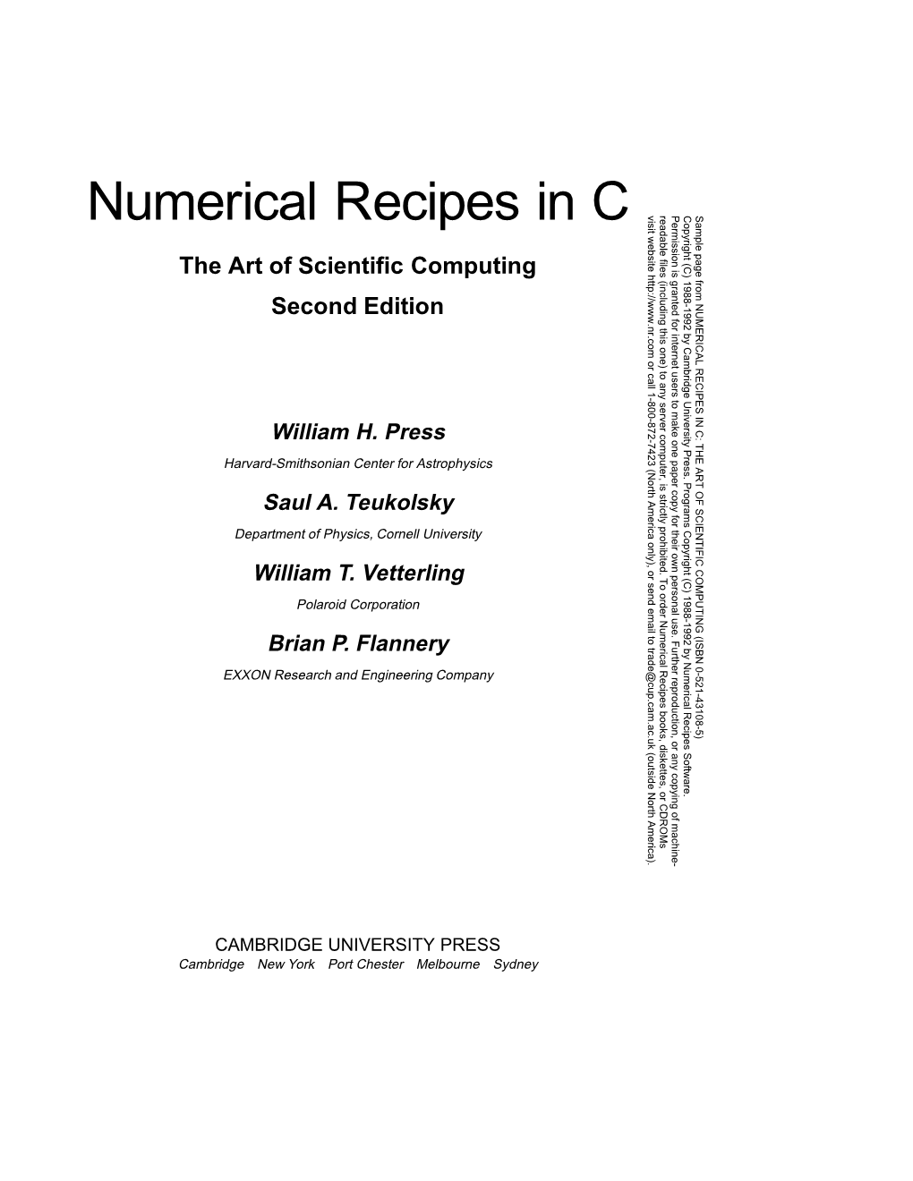 Numerical Recipes in C