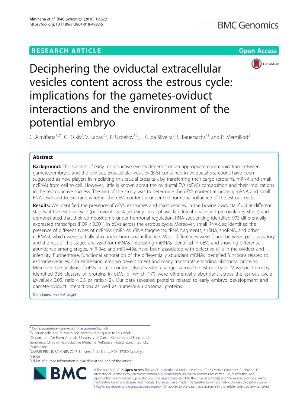 Deciphering the Oviductal Extracellular Vesicles Content
