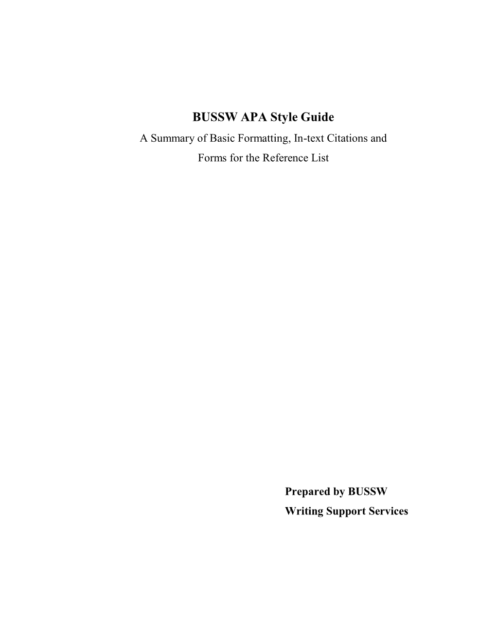 BUSSW APA Style Guide