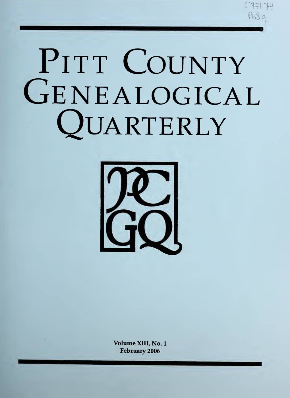 Pitt County Genealogical Quarterly [Serial]