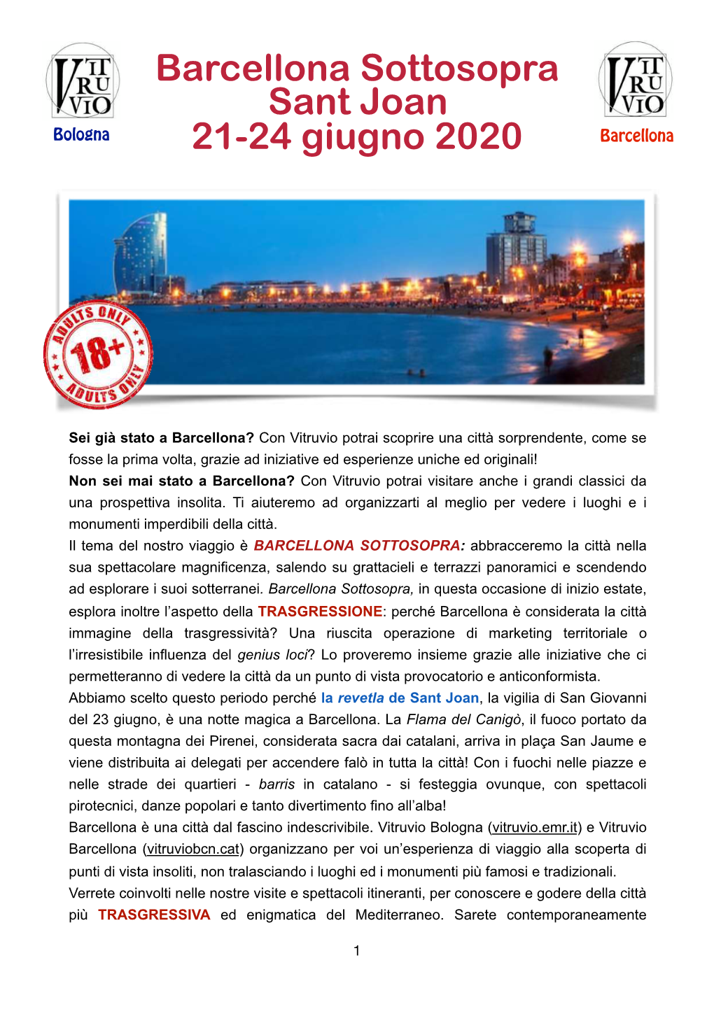 Barcellona Sottosopra Sant Joan 21-24 Giugno 2020