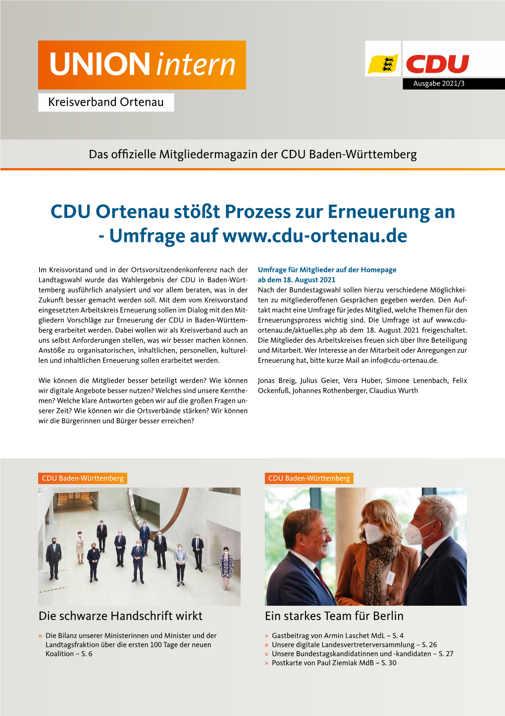 UNION Intern Ausgabe 2021/3 Kreisverband Ortenau