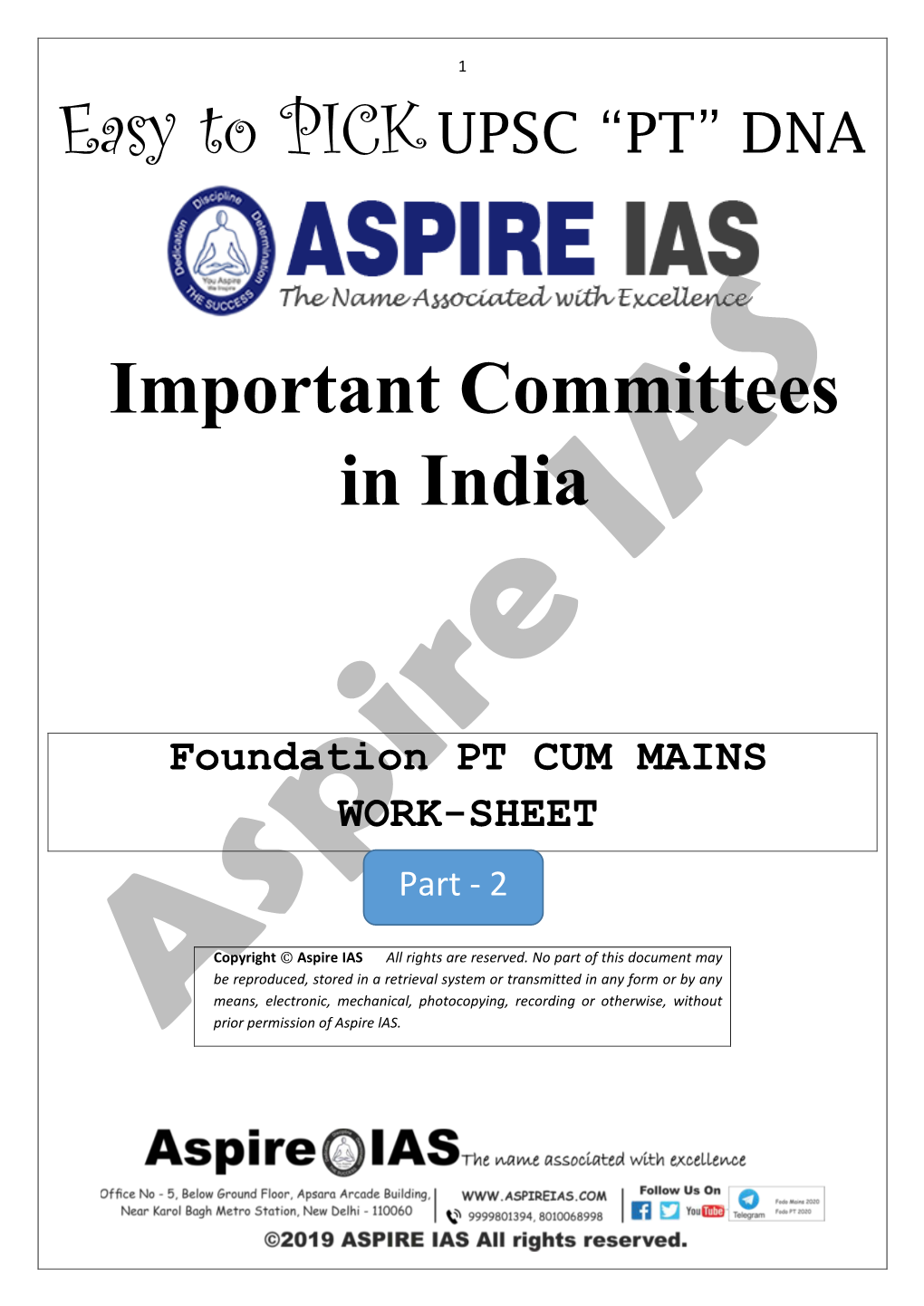 Important Committees in India