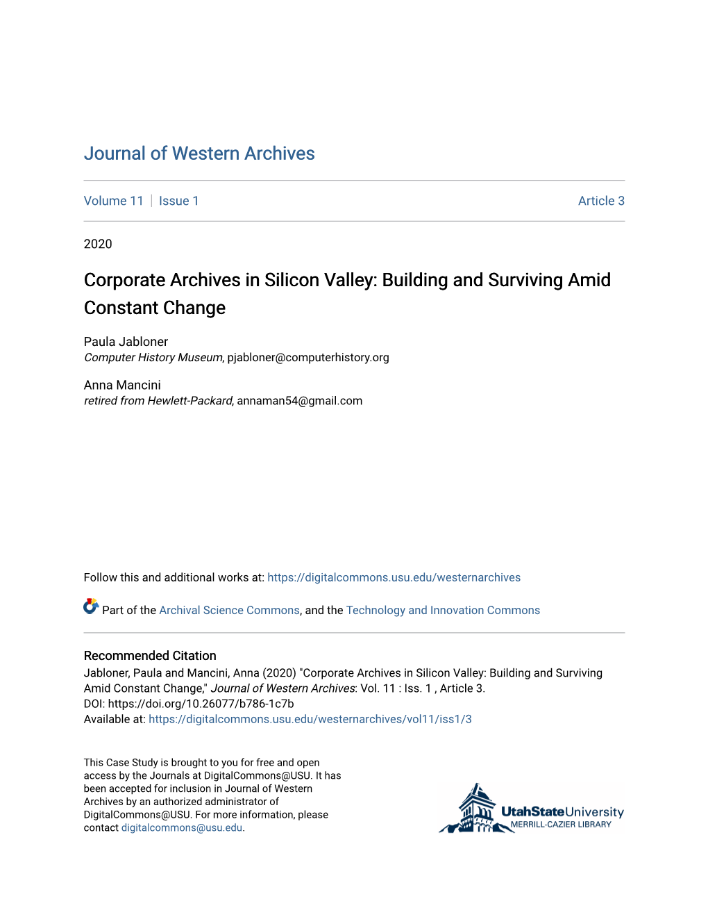 Corporate Archives in Silicon Valley: Building and Surviving Amid Constant Change