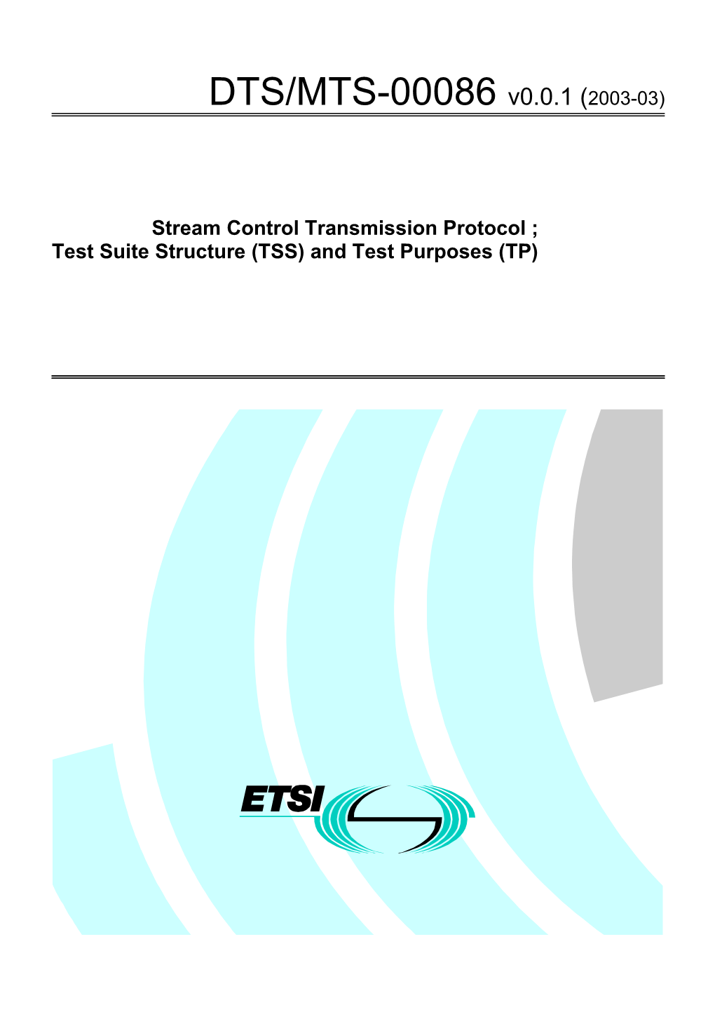 Draft TSS and TP for SCTP