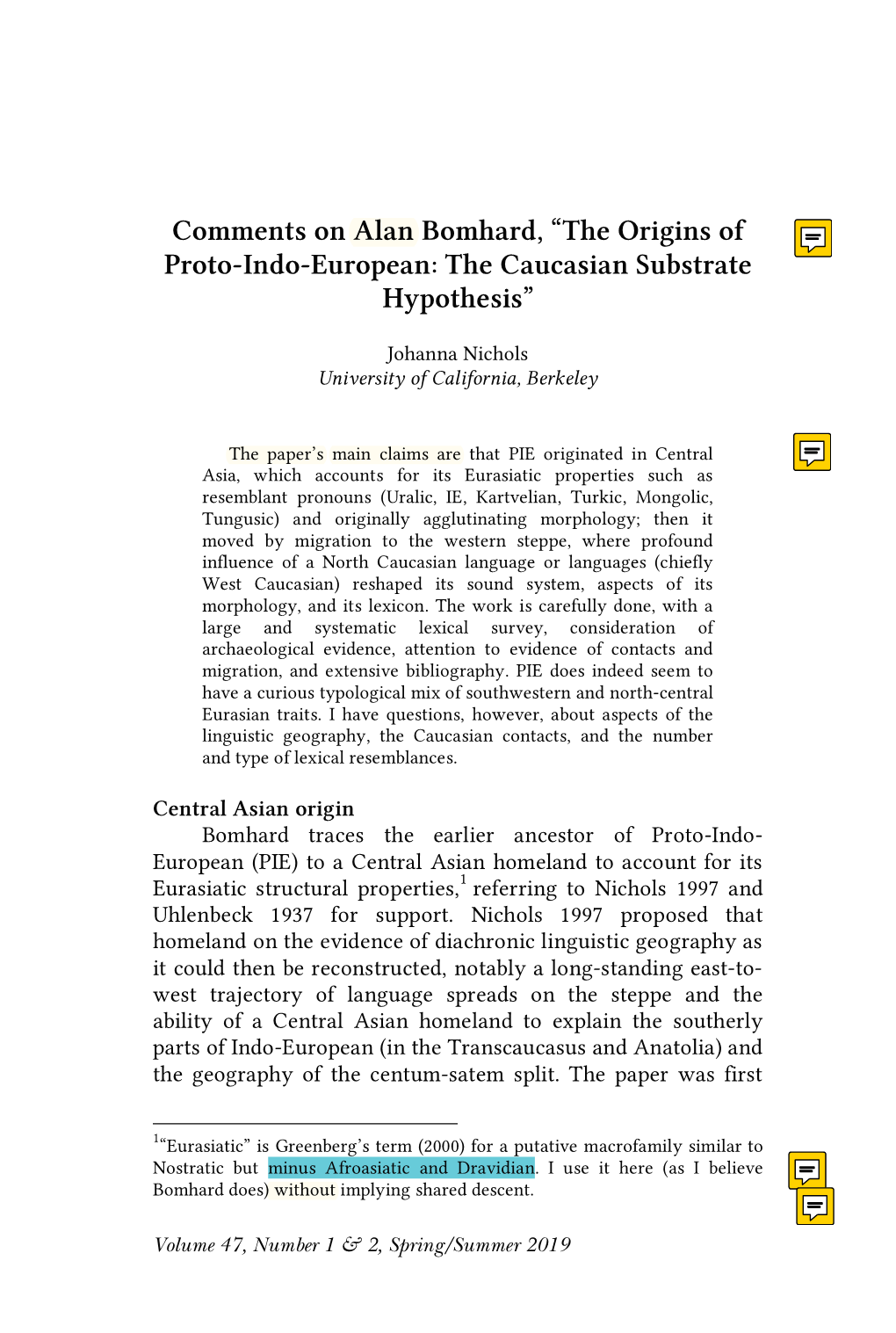 The Origins of Proto-Indo-European: the Caucasian Substrate Hypothesis”