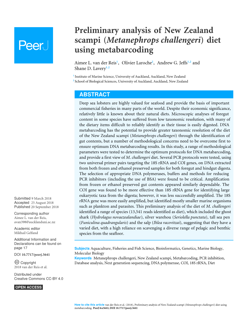 Diet Using Metabarcoding