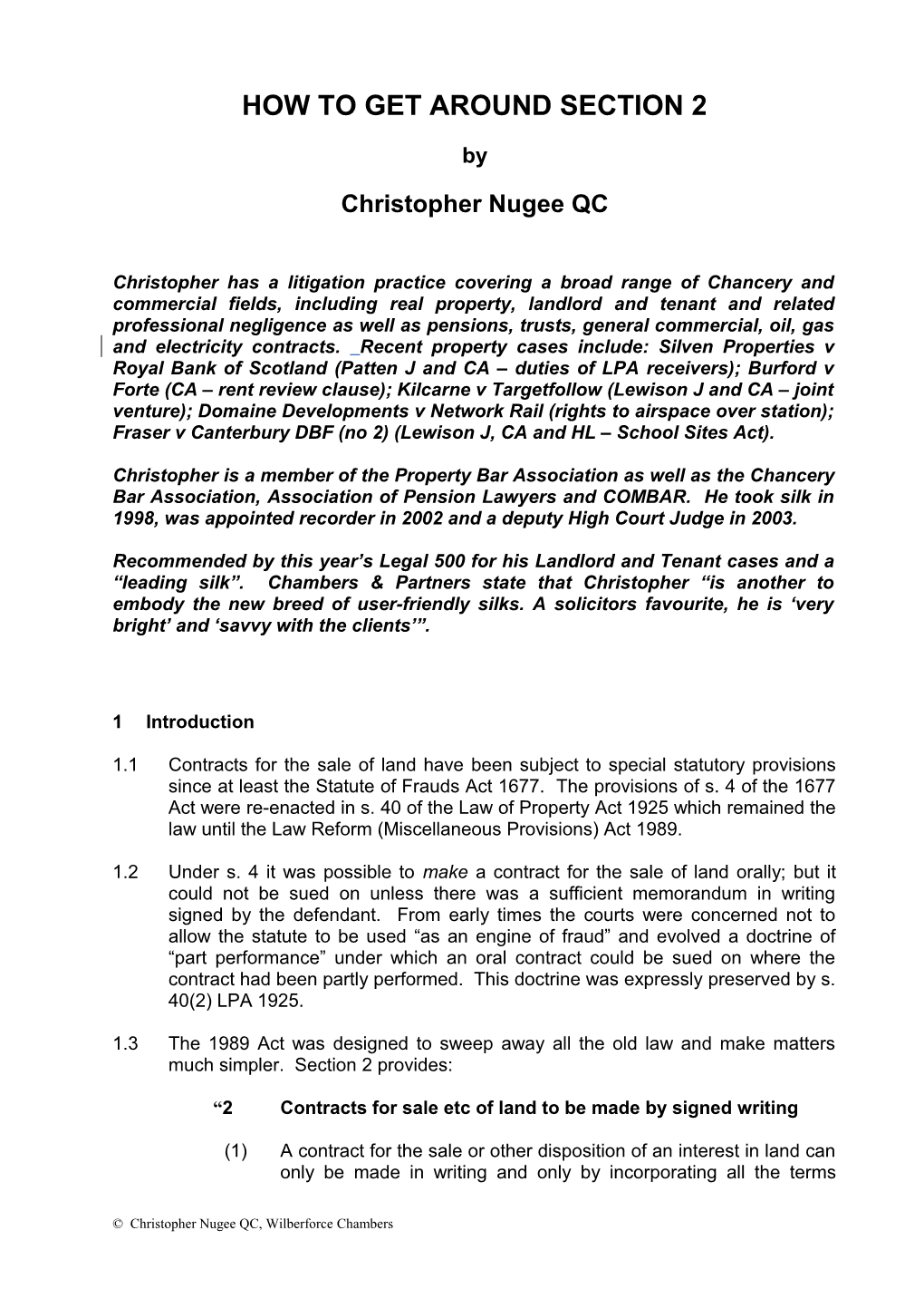 Wilberforce Chambers and PLA Commercial Property Conference