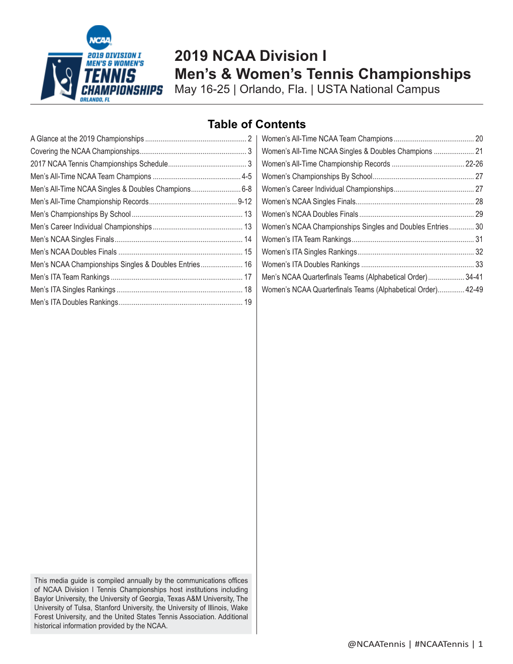 2019 NCAA Division I Men's & Women's Tennis Championships