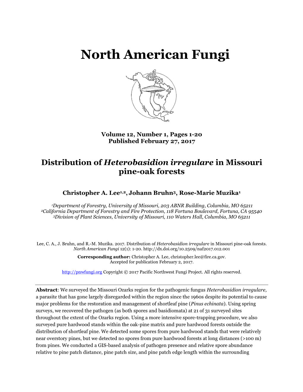 Distribution of Heterobasidion Irregulare in Missouri Pine-Oak Forests