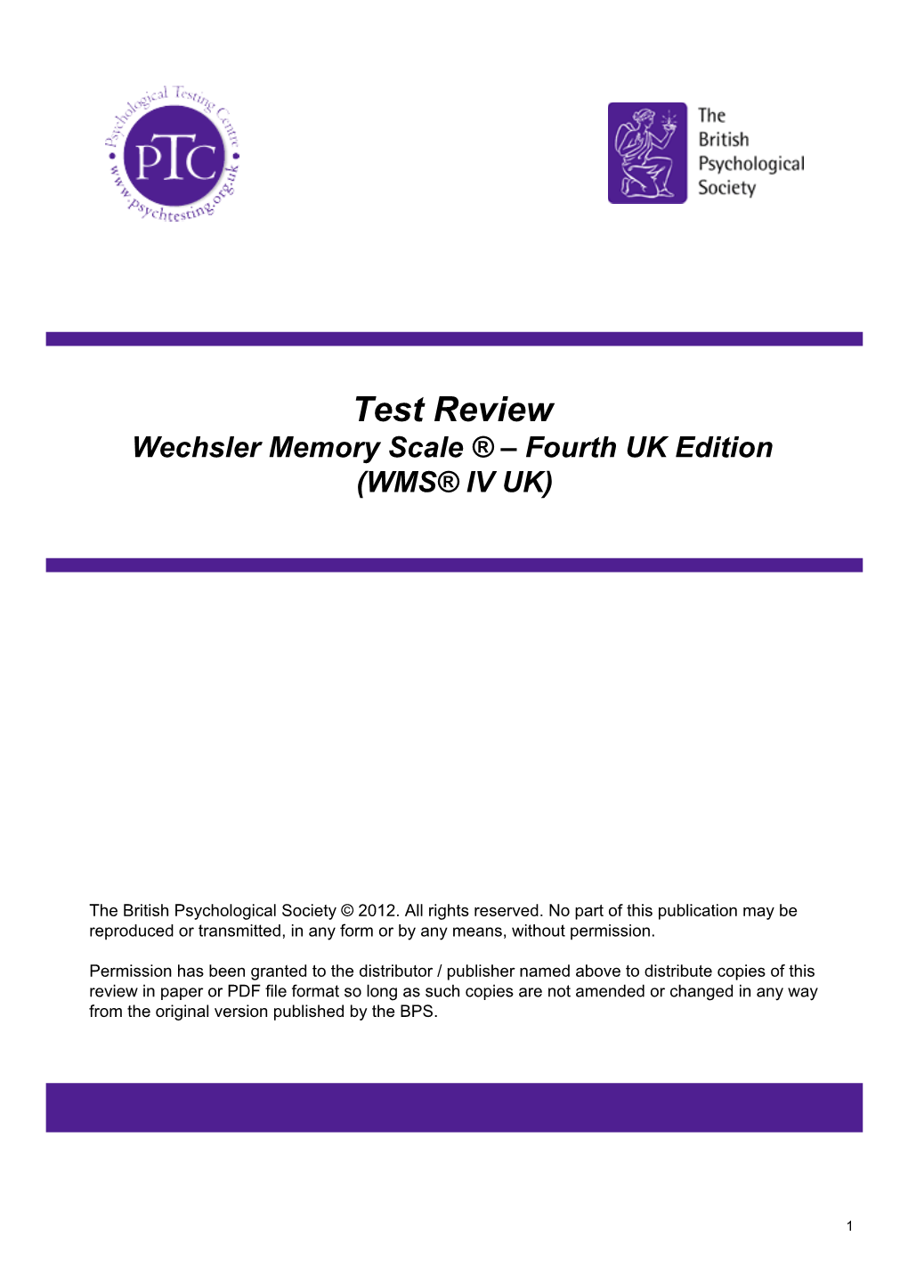 WMS-IV Review