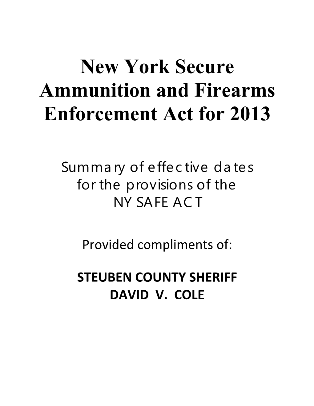 New York Secure Ammunition and Firearms Enforcement Act for 2013