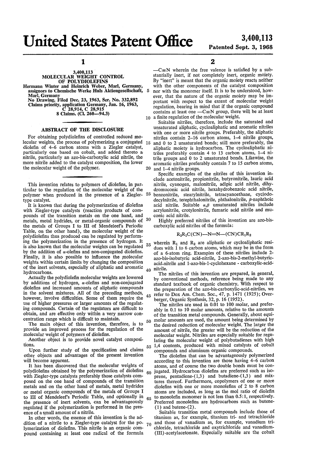 United States Patent Office Patented Sept