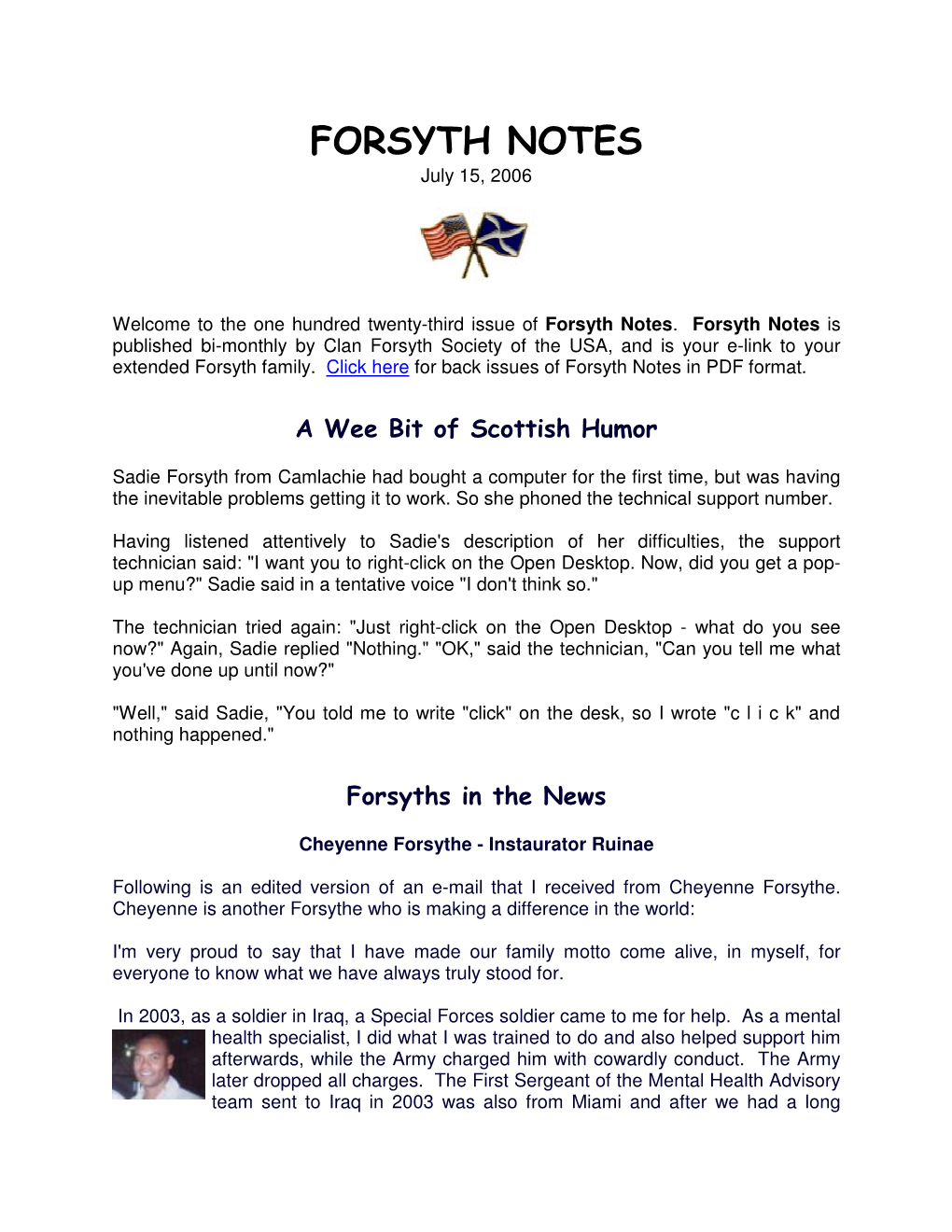 FORSYTH NOTES July 15, 2006