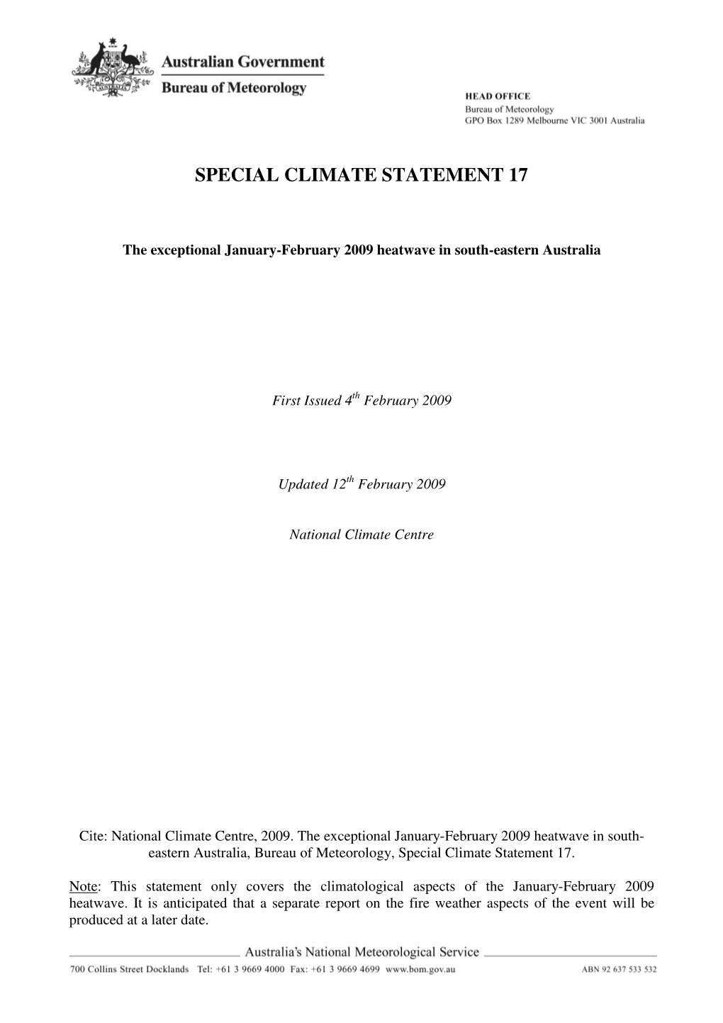 Special Climate Statement 17