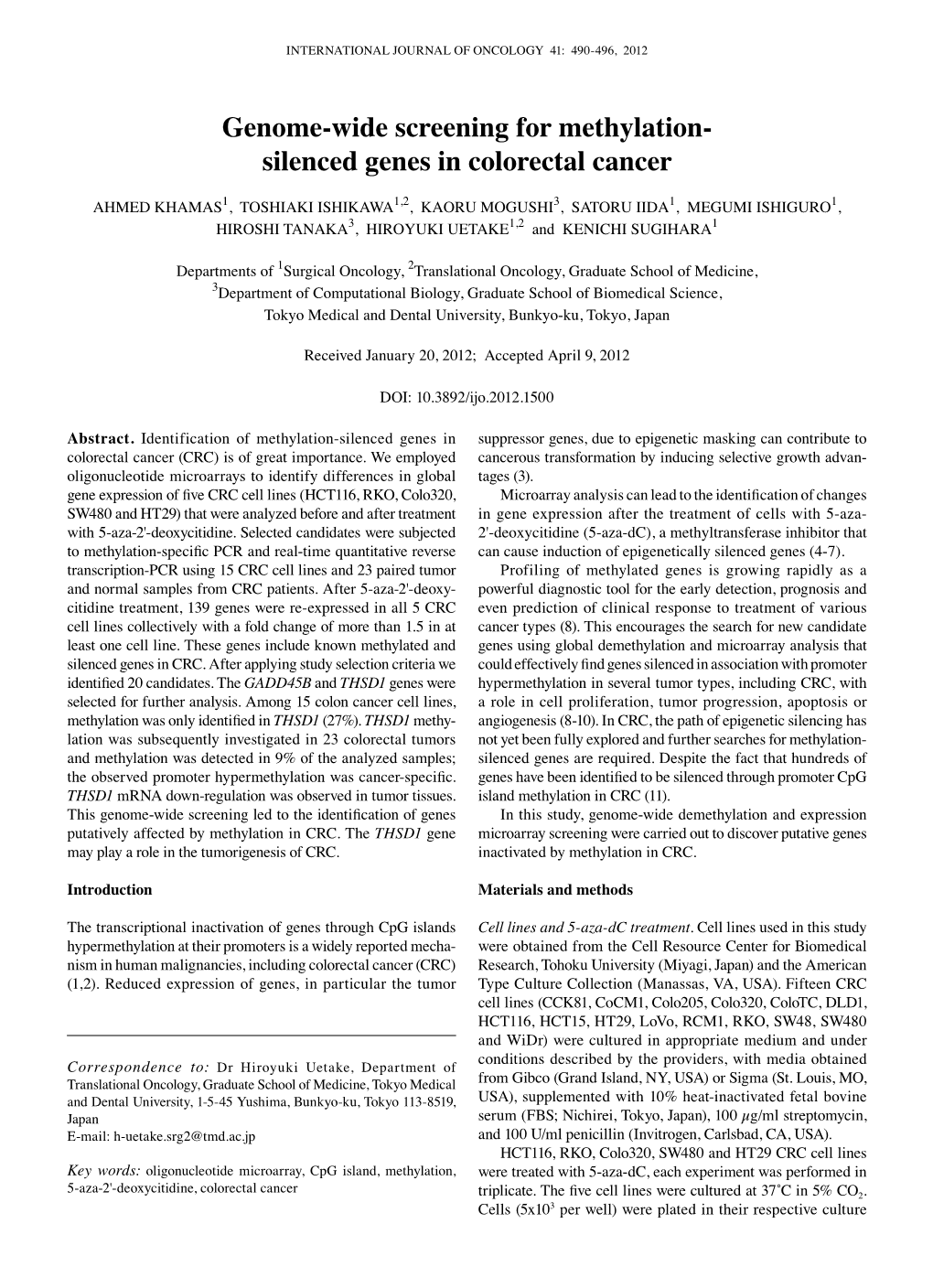 Silenced Genes in Colorectal Cancer