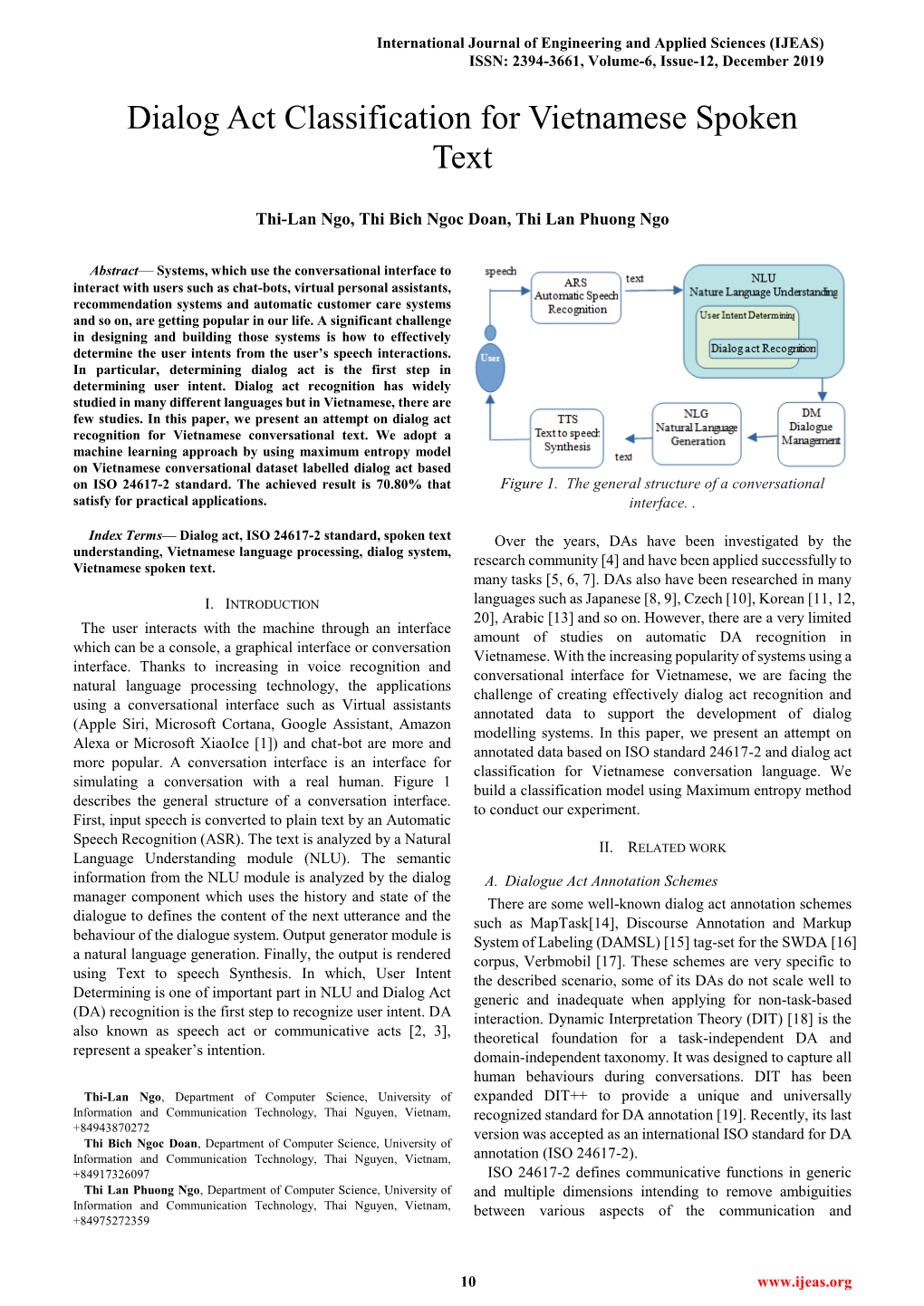 Dialog Act Classification for Vietnamese Spoken Text