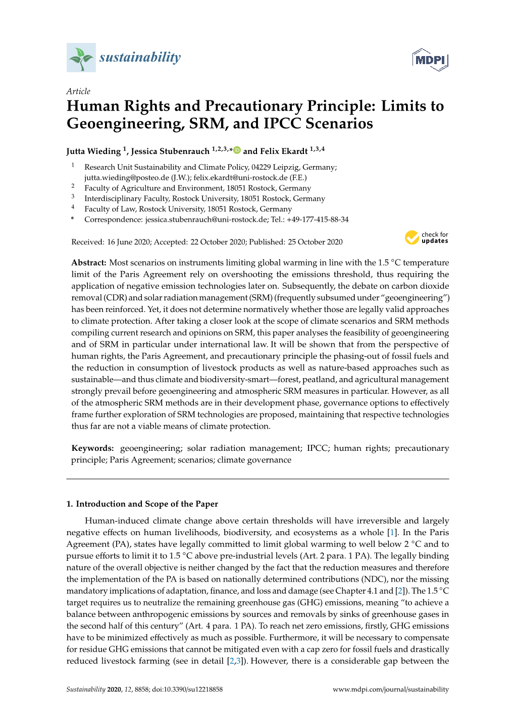 Limits to Geoengineering, SRM, and IPCC Scenarios