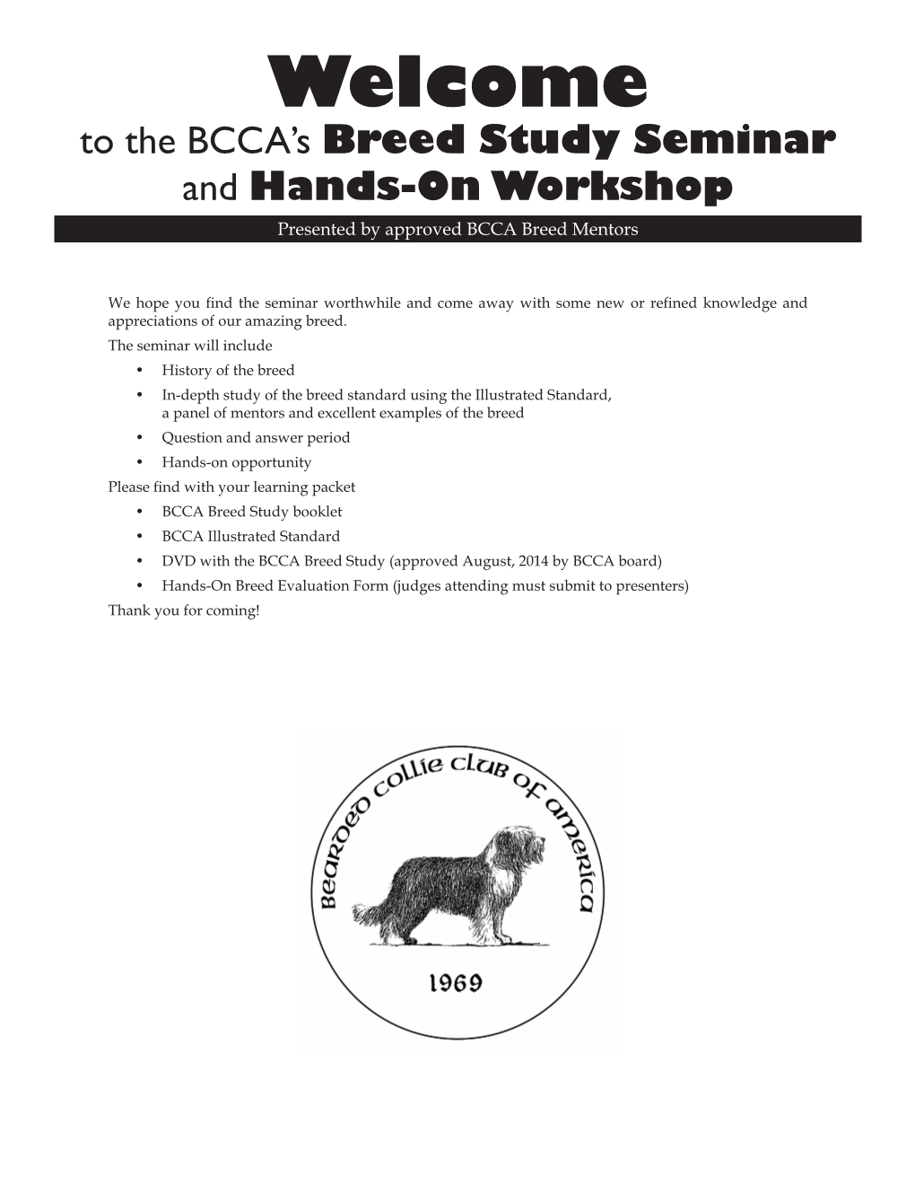 Breed Education Seminar Handouts