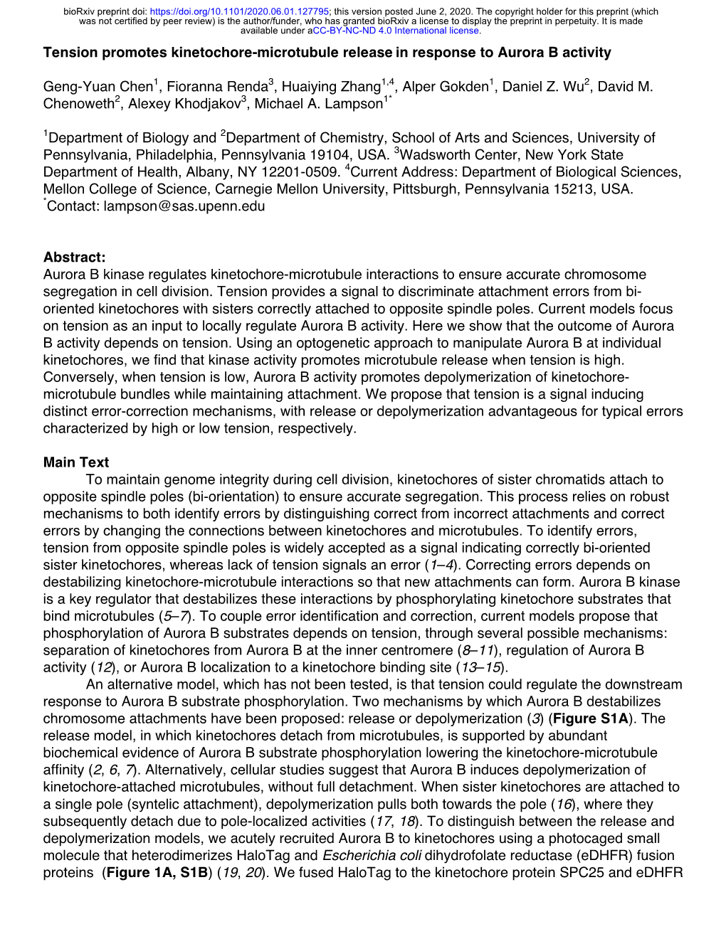 Tension Promotes Kinetochore-Microtubule Release in Response to Aurora B Activity