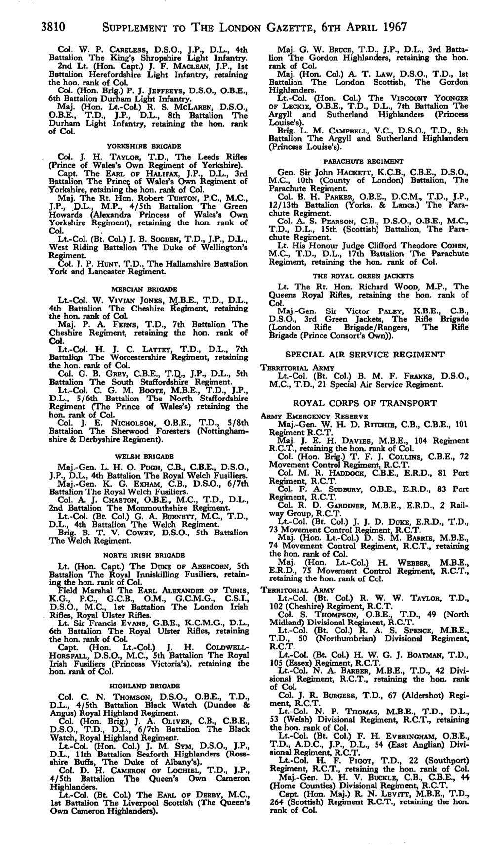 3810 SUPPLEMENT to the LONDON GAZETTE, 6Ra APRIL 1967