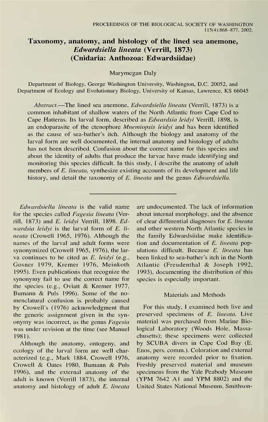 Proceedings of the Biological Society of Washington 115(4):868-877